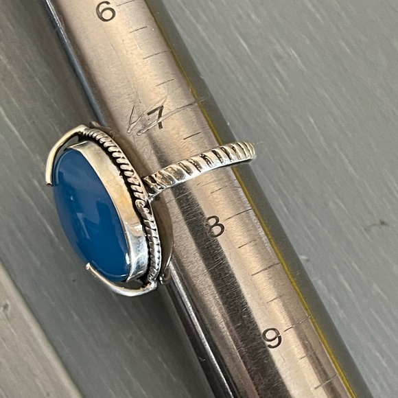 🌟 Blue Chalcedony Sterling Silver Ring - Picture 7 of 10